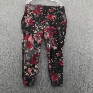 LIVI Lane Bryant Womens Floral‎ Print Ankle Legging 18/20 Black Pink Stretch